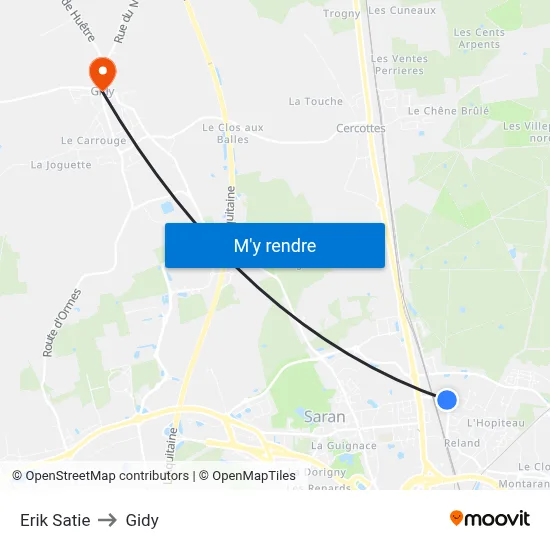 Erik Satie to Gidy map