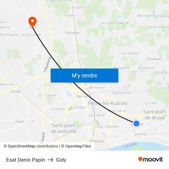 Esat Denis Papin to Gidy map