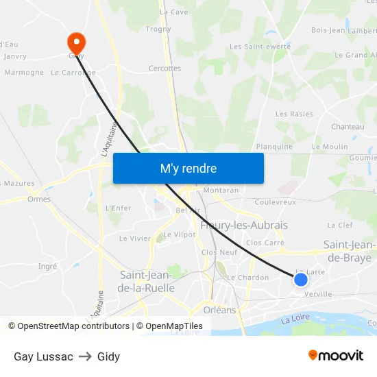 Gay Lussac to Gidy map