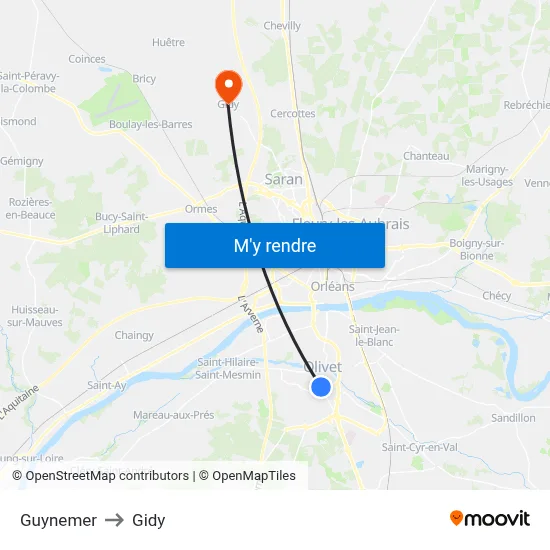 Guynemer to Gidy map