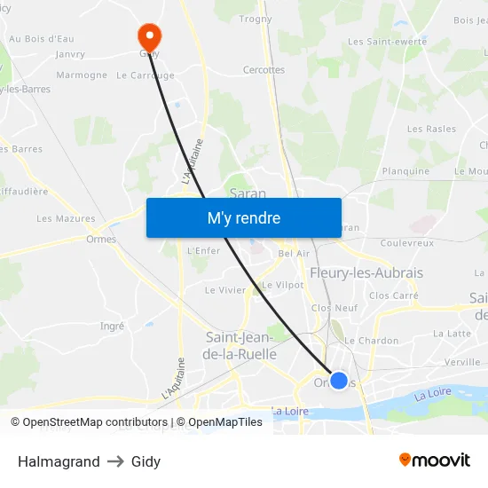 Halmagrand to Gidy map