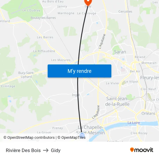 Rivière Des Bois to Gidy map