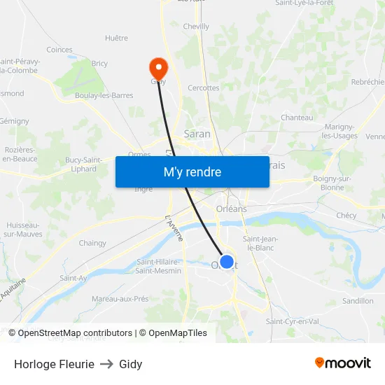 Horloge Fleurie to Gidy map