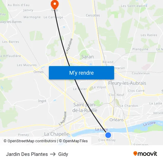 Jardin Des Plantes to Gidy map