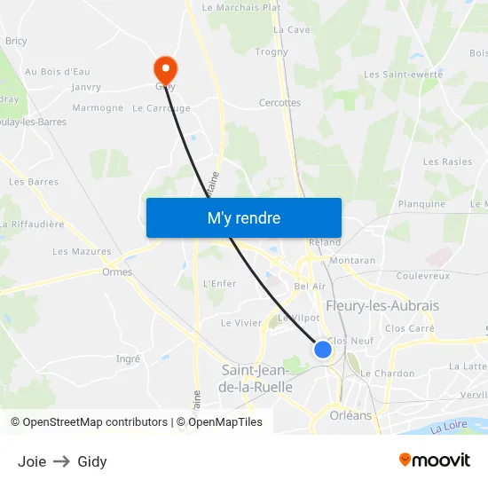 Joie to Gidy map