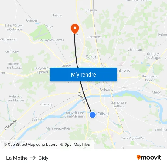 La Mothe to Gidy map