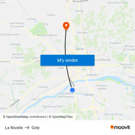 La Nivelle to Gidy map