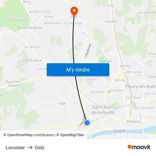 Lavoisier to Gidy map
