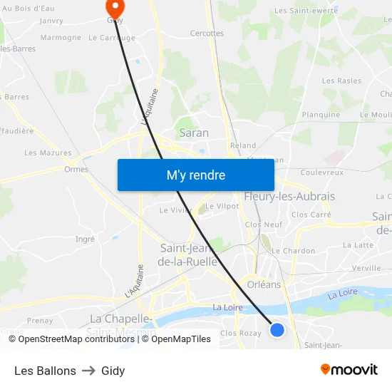 Les Ballons to Gidy map