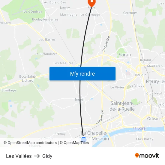 Les Vallées to Gidy map