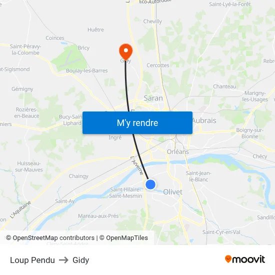Loup Pendu to Gidy map