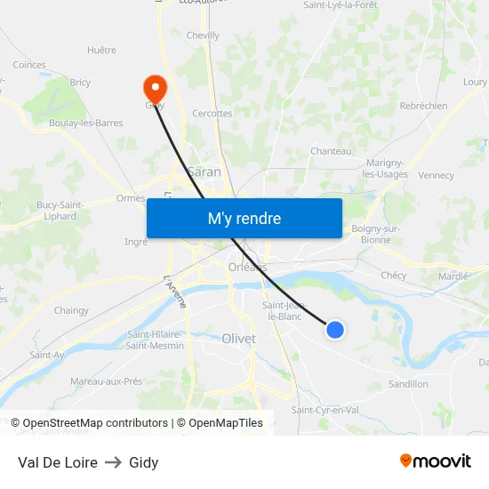 Val De Loire to Gidy map