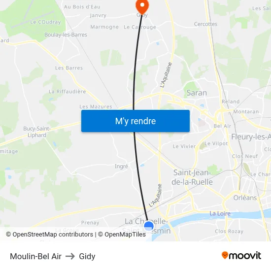Moulin-Bel Air to Gidy map