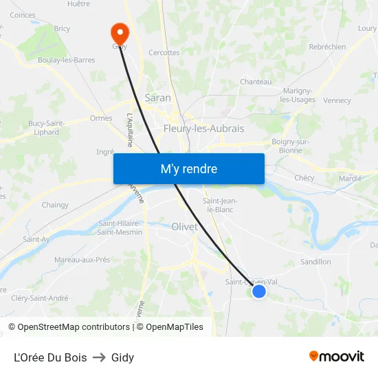 L'Orée Du Bois to Gidy map