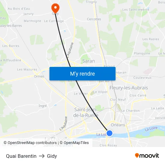 Quai Barentin to Gidy map