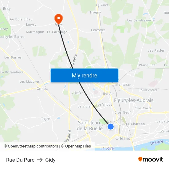 Rue Du Parc to Gidy map