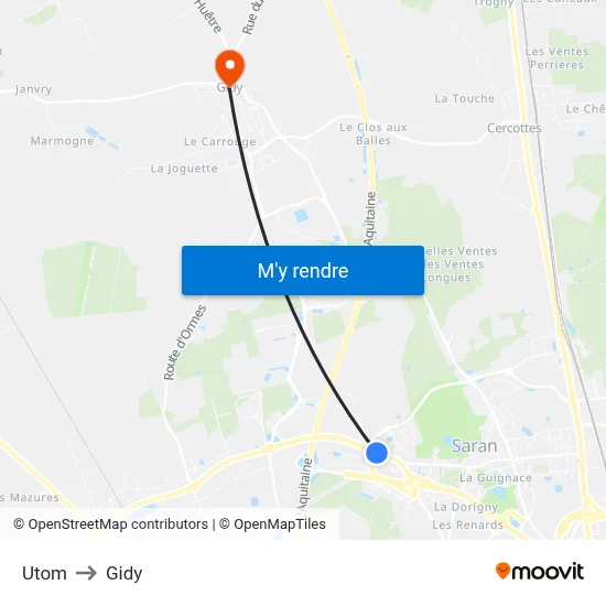 Utom to Gidy map