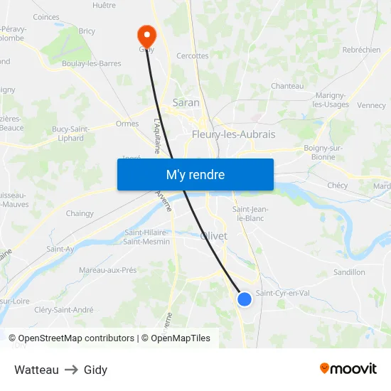 Watteau to Gidy map