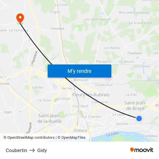 Coubertin to Gidy map