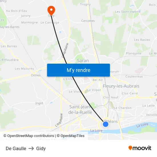 De Gaulle to Gidy map