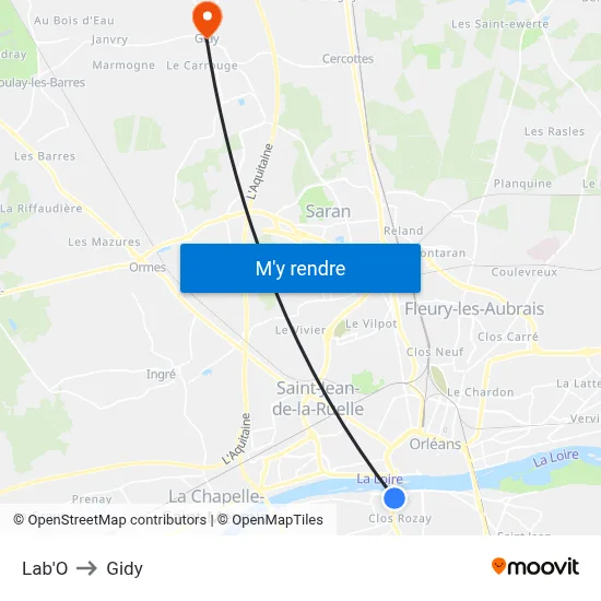 Lab'O to Gidy map