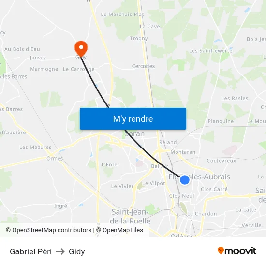Gabriel Péri to Gidy map