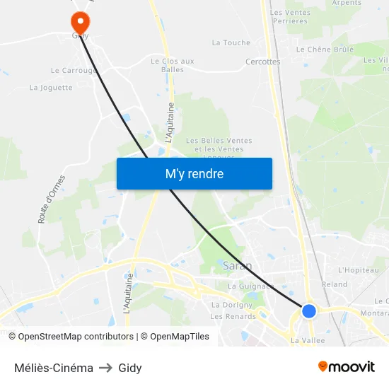 Méliès-Cinéma to Gidy map