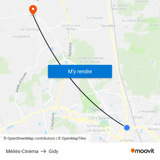 Méliès-Cinéma to Gidy map