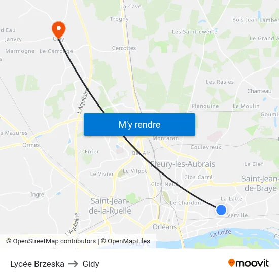 Lycée Brzeska to Gidy map