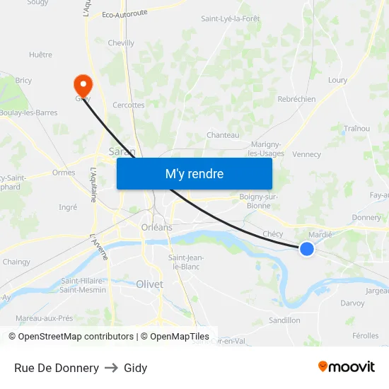 Rue De Donnery to Gidy map