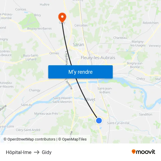 Hôpital-Ime to Gidy map