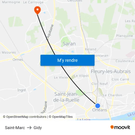 Saint-Marc to Gidy map