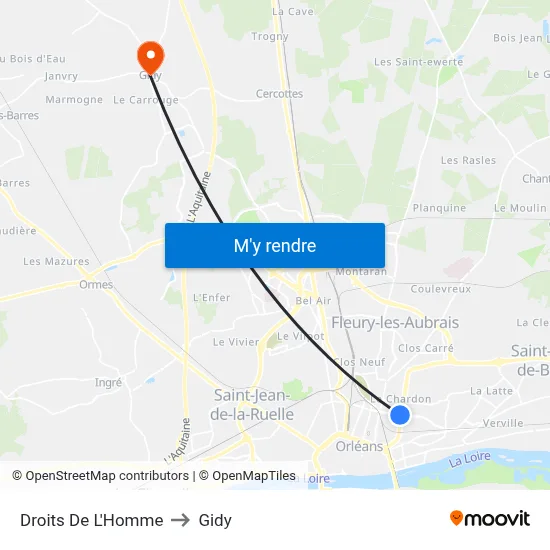 Droits De L'Homme to Gidy map