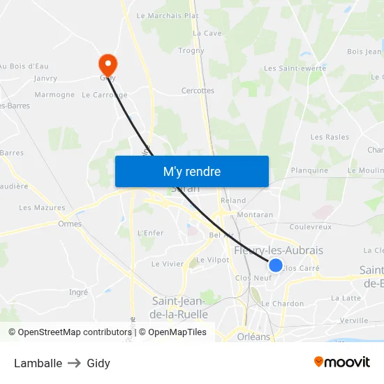 Lamballe to Gidy map