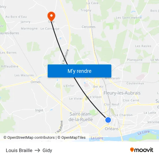 Louis Braille to Gidy map