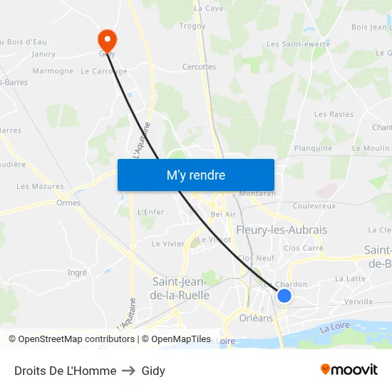 Droits De L'Homme to Gidy map