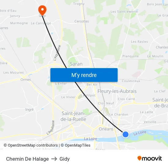 Chemin De Halage to Gidy map