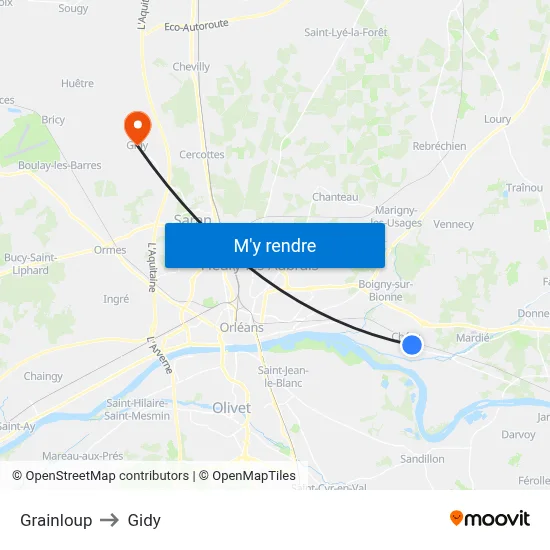 Grainloup to Gidy map