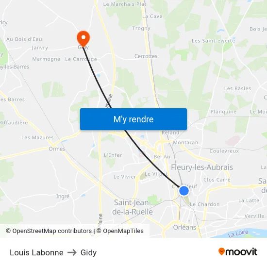 Louis Labonne to Gidy map
