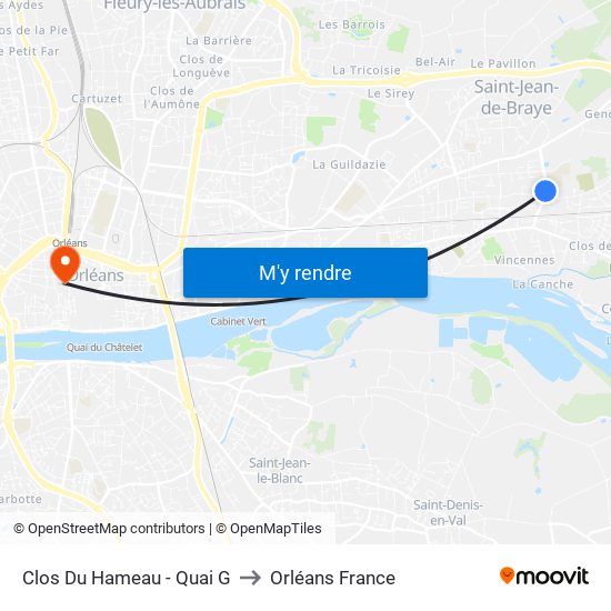 Clos Du Hameau - Quai G to Orléans France map