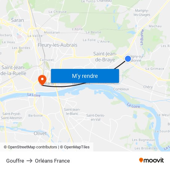 Gouffre to Orléans France map