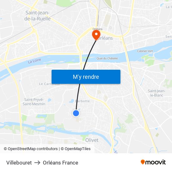 Villebouret to Orléans France map