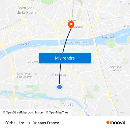 L'Orbellière to Orléans France map