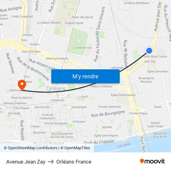 Avenue Jean Zay to Orléans France map