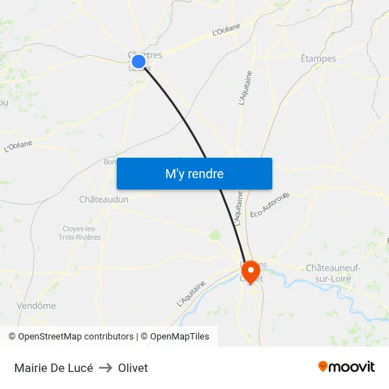 Mairie De Lucé to Olivet map