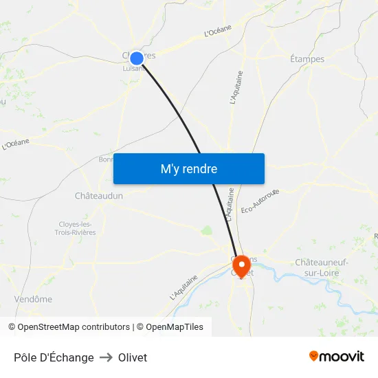 Pôle D'Échange to Olivet map