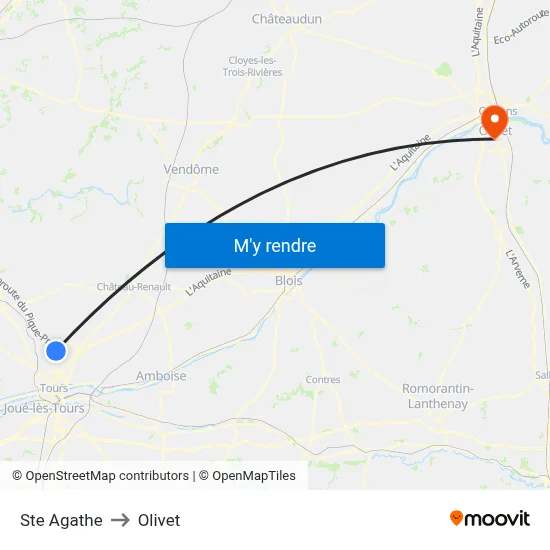 Ste Agathe to Olivet map