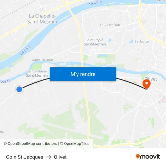 Coin St-Jacques to Olivet map