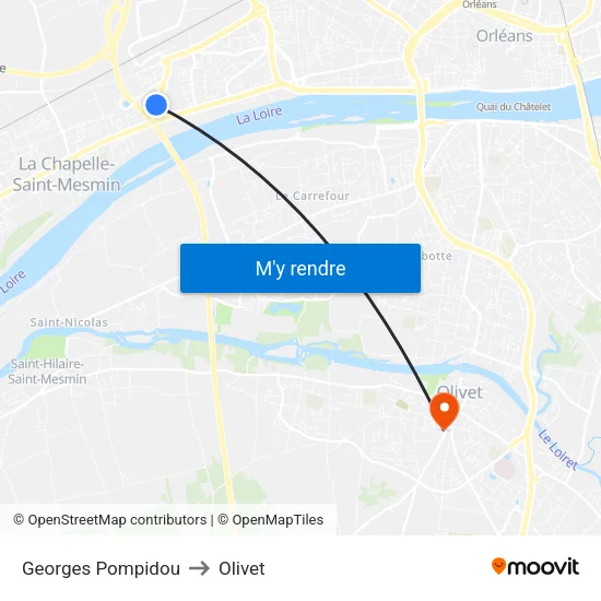 Georges Pompidou to Olivet map