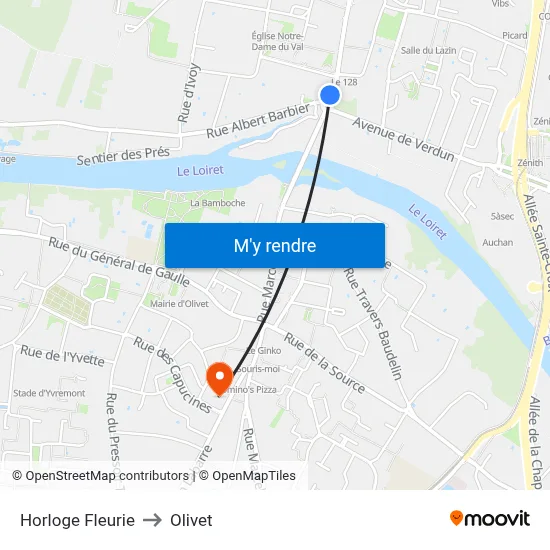 Horloge Fleurie to Olivet map